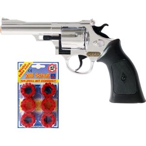 Cowboy speelgoed verkleed revolver/pistool - metaal - 12 schots plaffertjes - met 288 schoten - Verkleedattributen