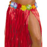 Hawaii verkleed rokje - voor volwassenen - rood - 75 cm - rieten hoela rokje - tropisch - Carnavalskostuums