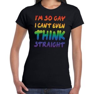 Gay pride So gay i cant even think straight t-shirt zwart dames - Feestshirts