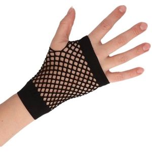 Feest visnet handschoenen zwart kort voor volwassenen - Verkleedhandschoenen