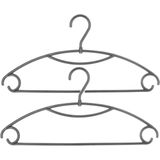 Set van 20x stuks kunststof kledinghangers grijs 41 x 20 cm - Kledingkast hangers/kleerhangers
