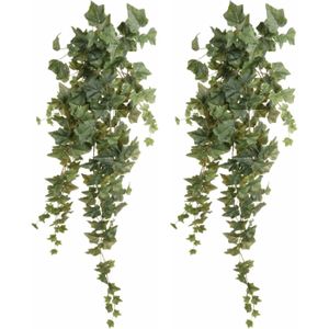 Emerald kunstplant/hangplant - 2x - Klimop/hedera - groen - 100 cm lang - Levensechte kunstplanten