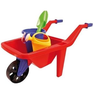 Kinder kruiwagen rood met accessoires - Speelgoedkruiwagen