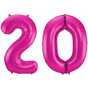 Roze folie ballonnen 20 jaar - Ballonnen