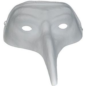 Halloween/Gemaskerd bal snavel feestmasker - wit - plastic - volwassenen - Verkleedmaskers
