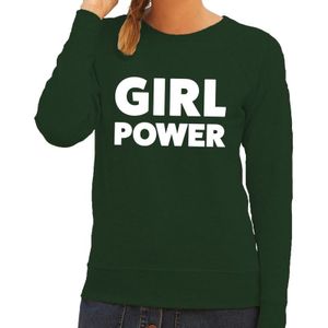 Girl Power tekst sweater groen voor dames - Feesttruien