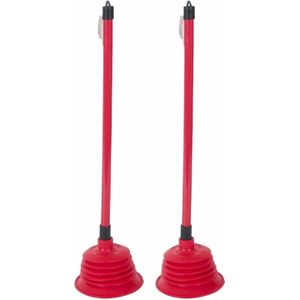 Set van 2x stuks rode toilet/gootsteen ontstopper plopper 15 x 58 cm - Ontstoppers / ploppers