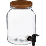 5Five Drank dispenser/limonadetap - 2x - 3 liter - glas - met kunststof kraantje