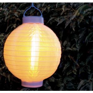 5x stuks luxe solar lampion/lampionnen wit met realistisch vlameffect 20 cm  - Lampionnen