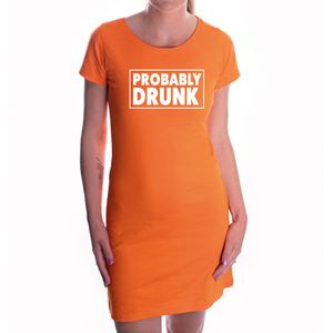 Koningsdag jurkje Probably drunk oranje voor dames - Feestjurkjes