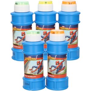 6x Marvel Spiderman bellenblaas flesjes met bal spelletje in dop 175 ml voor kinderen - Bellenblaas