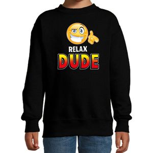 Funny emoticon sweater Relax dude zwart kids - Feesttruien