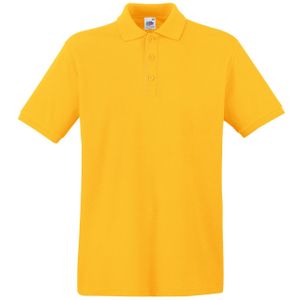 Fruit of the Loom poloshirt premium - geel - heren - katoen - 180 grams - Polo shirts