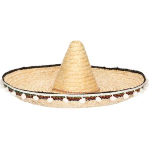 Verkleed sombrero naturel 60 cm Mexico voor volwassenen - Verkleedhoofddeksels