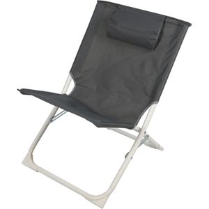 Sunnydays camping/strand stoel - aluminium - inklapbaar - grijs - L49 x B62 x H61 cm - Campingstoelen
