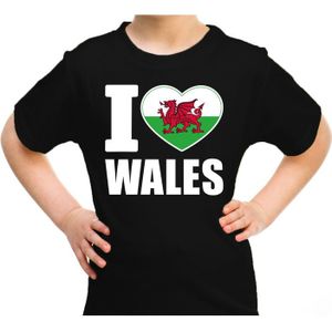 I love Wales t-shirt Verenigd Koninkrijk zwart voor kids - Feestshirts