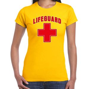 Lifeguard verkleed t-shirt dames - strandwacht/carnaval outfit - geel - Feestshirts