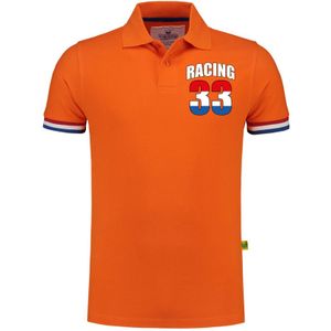 Racing 33 coureur supporter / race fan luxe poloshirt met logo op borst 200 grams oranje voor heren - Feestshirts