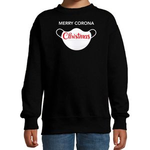 Merry corona Christmas foute Kerstsweater / outfit zwart voor kinderen - kerst truien kind