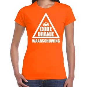 Code oranje waarschuwing t-shirt oranje voor dames - Koningsdag / EK/WK shirts - Feestshirts