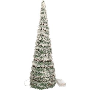 Kerstverlichting figuren Led kegel kerstboom groen besneeuwd 60 cm  - kerstverlichting figuur