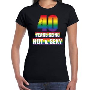 Hot en sexy 40 jaar verjaardag cadeau t-shirt zwart voor dames - Gay/ LHBT kleding / outfit - Feestshirts