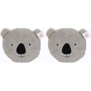 Dieren sierkussens kinderkamer - 2x - grijze koala - 32 x 27 cm - polyester - Sierkussens