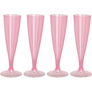 Prosecco/champagneglazen - 4x - roze - kunststof - 130 ml - herbruikbaar - Champagneglazen