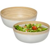 Secret de Gourmet Slakom/Serveerschaal - bamboe - D30/H12 cm - Set 2x