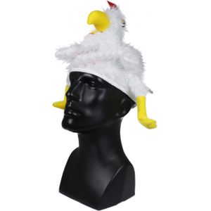 Verkleed hoedje Kip - Kippetjes op je kop - wit - volwassenen - Carnaval - vrijgezellen feesthoed - Verkleedhoofddeksels