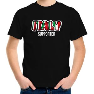 Zwart t-shirt Italy / Italie supporter EK/ WK voor kinderen - Feestshirts