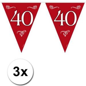 40 jaar jubileum slinger rood 3 stuks - Vlaggenlijnen