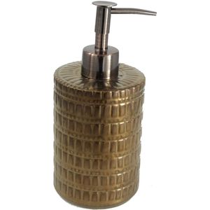 Zeeppompje/zeepdispenser brons keramiek 20 cm - Navulbare zeep houder - Toilet/badkamer accessoires