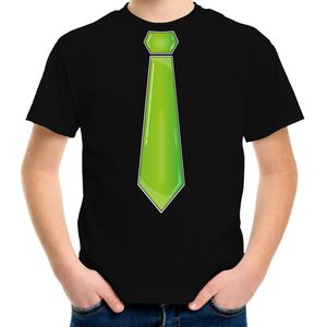 Verkleed t-shirt voor kinderen - stropdas - zwart - jongen - carnaval/themafeest kostuum - Feestshirts