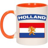 Set van 4x stuks holland vlag mok/ beker oranje wit 300 ml