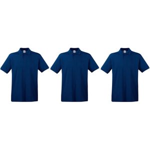 3-Pack Maat L - Donkerblauwe/navy poloshirts / polo t-shirts premium van katoen voor heren - Polo shirts