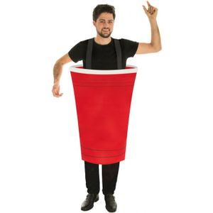Bier pong kostuum - rood - voor volwassenen - one size - Carnaval verkleedkleding - Carnavalskostuums