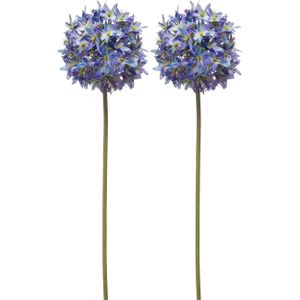 Allium/Sierui kunstbloem - 2x - losse steel - blauw - 60 cm - Natuurlijke uitstraling - Kunstbloemen