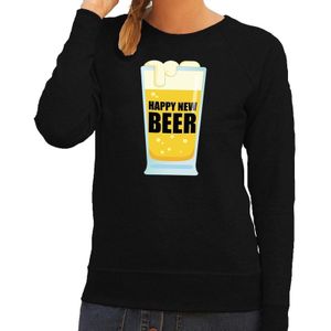 Foute oud en nieuw trui / sweater Happy New Beer zwart dames - Feesttruien