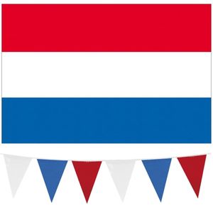 Haza - Nederland vlaggetjes feest versiering set binnen/buiten 3-delig - Vlaggenlijnen