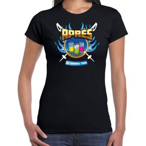 Apres ski t-shirt voor dames - apres ski drinking team - zwart - winter outfit - Feestshirts