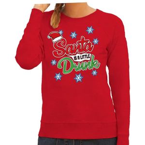 Foute kersttrui / sweater Santa is a little drunk rood dames - kerst truien