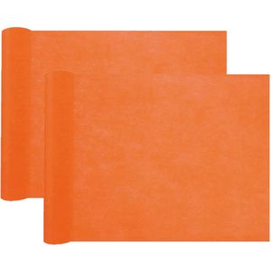 Santex Feest tafelloper op rol - 2x - oranje - 30 cm x 10 m - non woven polyester