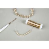 Sieraden maken draad - 3x - creme - 0.3 mm dik - 50 meter snoer - haakdraad - Binddraad