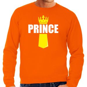 Prince met kroontje Koningsdag sweater / trui oranje voor heren - Feesttruien