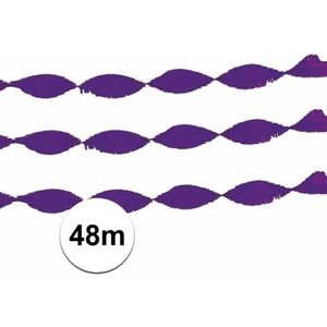 2x Crepe papieren slingers paars 24 m - Feestslingers