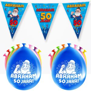Paperdreams Abraham/50 jaar feest set - Ballonnen &amp; vlaggenlijnen - 17x stuks - Vlaggenlijnen