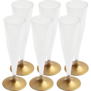 Champagneglazen - 60x - plastic - 140 ml - goud - herbruikbaar - Champagneglazen