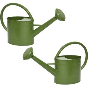 Set van 2x stuks groene zinken tuinbewatering/kamerplanten gieters 5 liter - Gieters