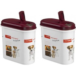 2x Honden/katten/poezen Sunware voedsel voorraadblik/opberger 700 gram - Voorraadblikken